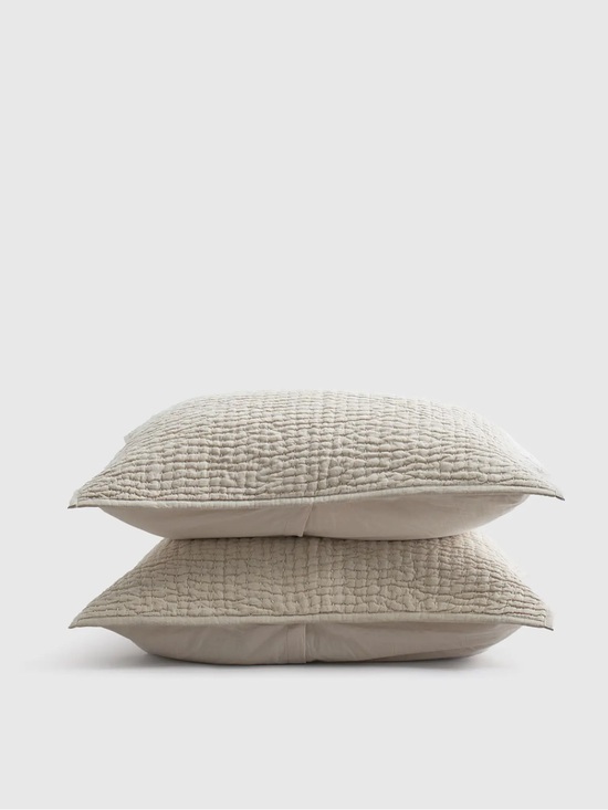 Quince Other - QUINCE European Linen Cotton Stitch Sham Set King Natural 9799